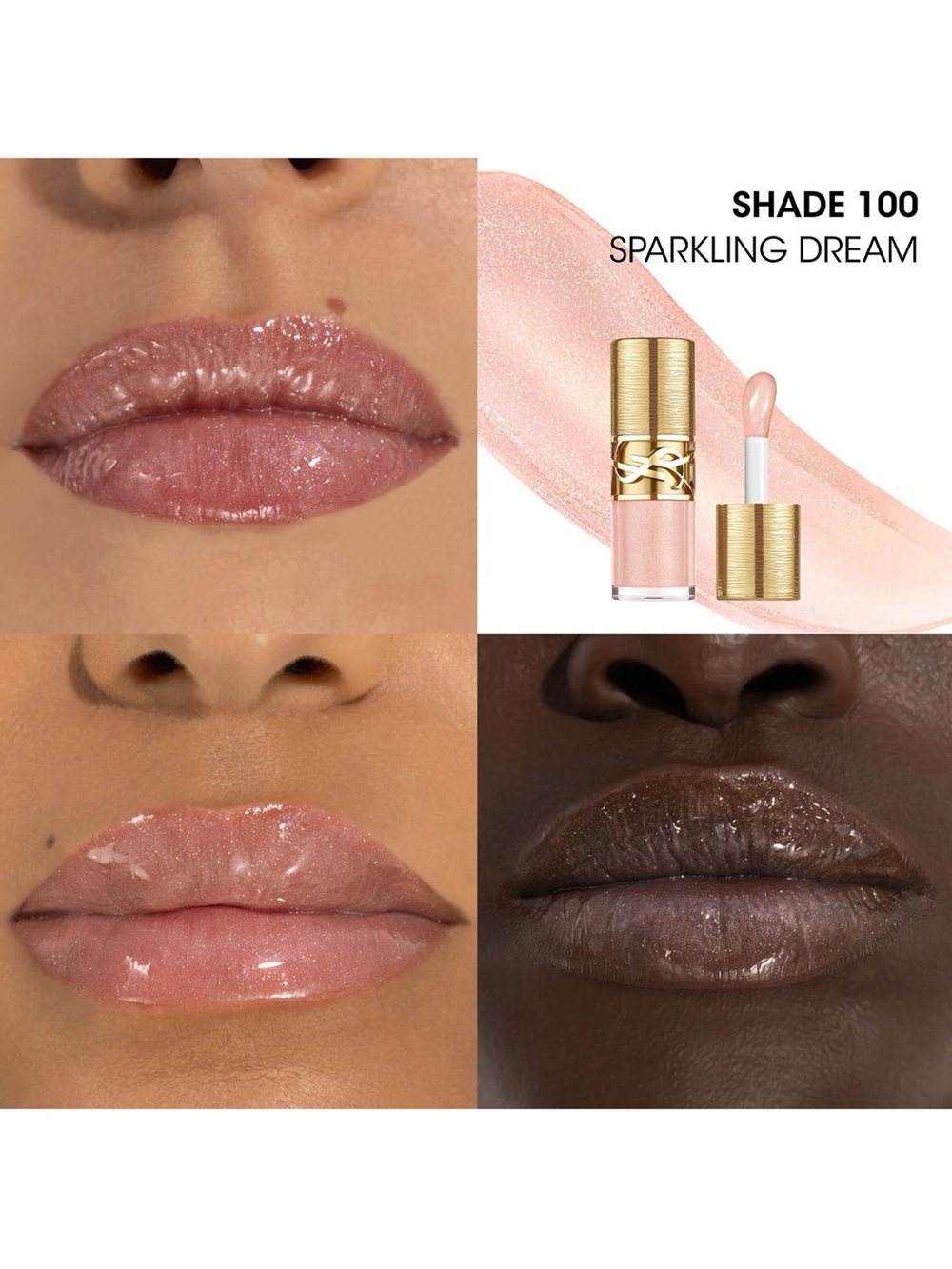 YSL Loveshine Plumping Lip Oil Gloss • #100 Sparkling Dream (Shimmer Sheer Pink)